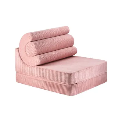 Fotoliu pentru copii roz cu tapițerie din catifea reiată Flipster – Wigiwama