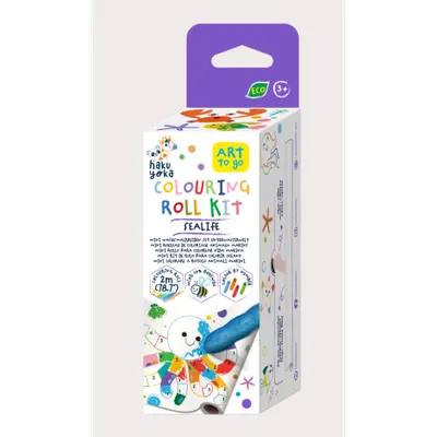 Kit rola de desenat pe numere - 2 m, include 4 creioane colorate cerate, Subacvatic - Haku Yoka