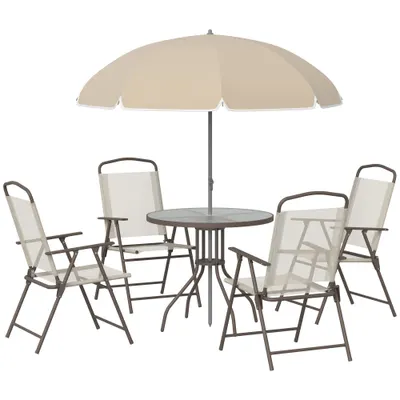 Set Mobilier de Gradina Outsunny cu Tuburi Otel 6 bucati, crem | Aosom Romania