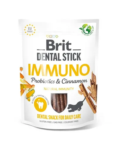 BRIT Dental Stick Immuno cu probiotice și scorțișoară 251 g recompense dentare pentru câini ce susțin imunitatea