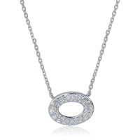 Lant cu pandantiv rotund din aur alb cu diamante de 0.58ct