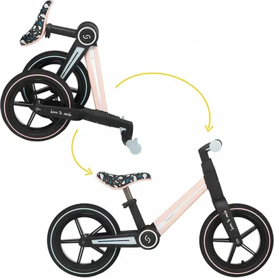 Bicicleta copii fara pedale Ronny Keep Pink Skiddou 12 inch, pliabila, scaun reglabil 35.5-40 cm, roata din fata are sistem de suspensii, roti spuma EVA+PU, ghidon reglabil pe 2 nivele, de la 2 ani