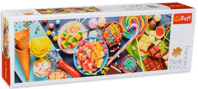 Puzzle panoramic Trefl din 1000 de piese - Dulciuri delicioase