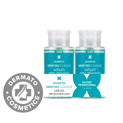 Pachet Apa lipozomala de curatare Sensyses Sebum, 2 x 200ml, Sesderma