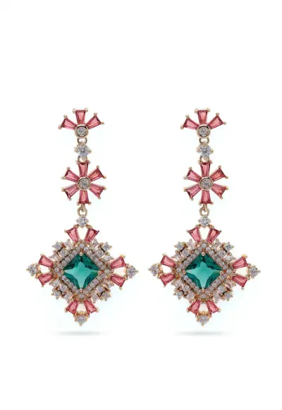Cercei placati cu aur de 18K si cristale Daisy - Multicolor