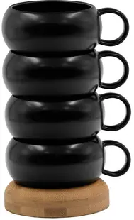 Set de pahare Maison - Curve, 4 buc., 200 ml, negre