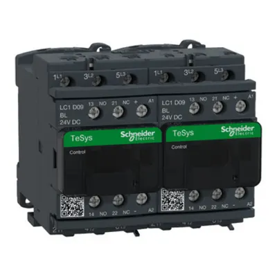 Contactor inversor, TeSys Deca, 3P(3NO),AC-3, <=440V 9A, bobina cu consum redus 24V DC, terminale cu surub