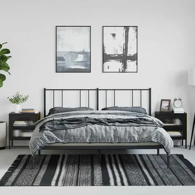 vidaXL Noptiere, 2 buc., negru, 50x35x60 cm, sticlă și oțel