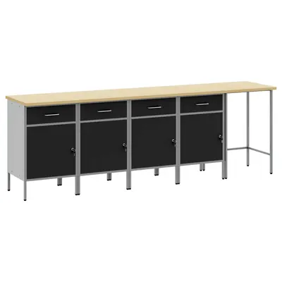vidaXL Set de dulapuri de lucru cu sertar Manual 5 buc. Negru și Gri