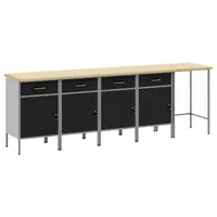 vidaXL Set de dulapuri de lucru cu sertar Manual 5 buc. Negru și Gri