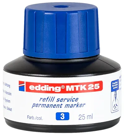 Cerneală pentru markere permanente Edding MTK 25 - Albastru, 25 ml