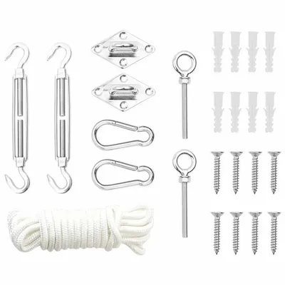 vidaXL Set accesorii parasolar, 9 piese, oțel inoxidabil