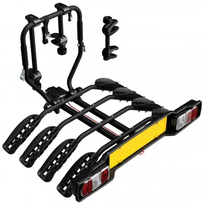 Suport pentru 4 biciclete, Peruzzo Siena 668/4N, cu prindere pe carligul de remorcare, Negru