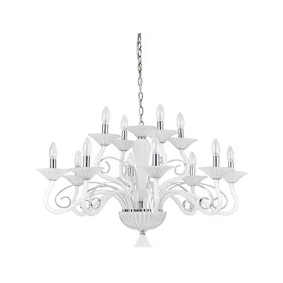 candelabru Maximilian, 12 becuri, dulie E14, D:900 mm, H:800/1500 mm, Alb