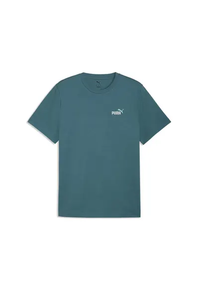 Tricou de bumbac cu decolteu la baza gatului si logo brodat Essentials 2 - Alb/Turcoaz/Albastru petrol