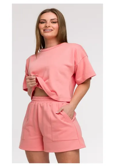 Pantaloni scurti cu buzunare - - Coral