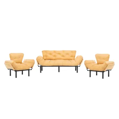 Set NITTA 3-1-1, canapea extensibila 3 locuri si 2 fotolii extensibile, mustar