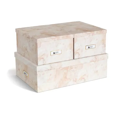 Cutii de depozitare bej 3 buc. din carton cu capac 31x47x15,5 cm Inge Paper Laminate – Bigso