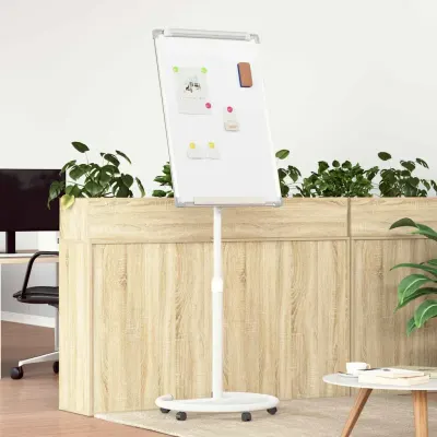 vidaXL Tablă albă magnetică cu roata Gri și alb 62 x 62,5 x 197 cm EPS