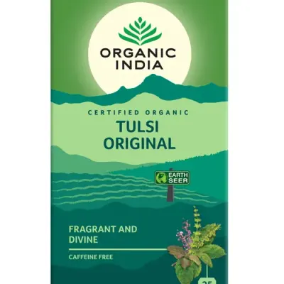 Ceai Tulsi (Busuioc Sfant) Original, Antistres Natural & Energizant, 25 pl | Organic India