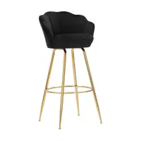 Scaun de bar negru/auriu cu cotiere din catifea (înălțime șezut 90 cm) Vienna – Mauro Ferretti