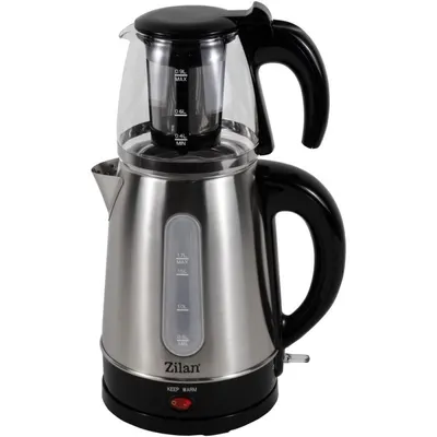 Cana Fierbator Electrica, 1.7 l si Ceainic din Inox-Sticla, Putere 2200W, 0.9 l