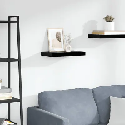 vidaXL Raft de perete suspendat, negru extralucios, 40x23,5x3,8 cm, MDF