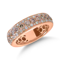 Inel microsetting din aur roz cu diamante maro de 0.9ct si diamante incolore de 0.3ct