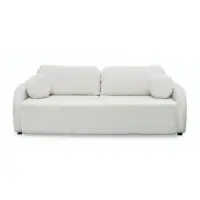 Canapea extensibila NOVA, 3 locuri, cu arcuri si lada depozitare, crem + alb, 226x103x90 cm