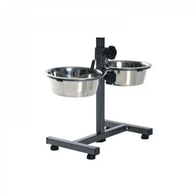 Stativ reglabil cu 2 castroane din nox 2 x 0,75 L 15 cm