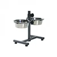 Stativ reglabil cu 2 castroane din nox 2 x 0,75 L 15 cm