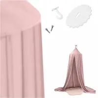 Cort baldachin pentru copii, Ikonka, suspendat, multifunctional pentru patut copii loc de joaca, lungime 290 cm, diametru cadru 70 cm, Light Pink