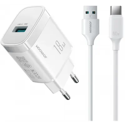 Incarcator Retea Cu Cablu USB-C Joyroom JR-TF4, 18W, 3A, 1 x USB-A, Alb