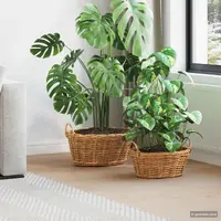 vidaXL Coș de plantat cu depozitare 2 buc. Maro Natural Ratan Kubu