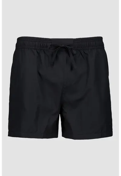 Pantaloni scurti de baie cu model uni si talie ajustabila - Negru