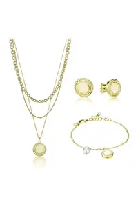Set de bijuterii de otel inoxidabil - decorat cu Shell - Auriu