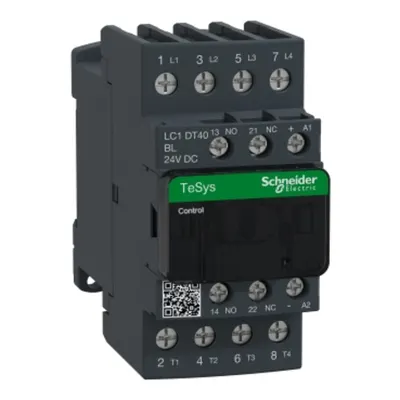 Contactor, TeSys Deca, 4P(4 NO), AC-1, <=440V, 40A, bobina de consum redus 24VDC, terminal cu clema cu surub