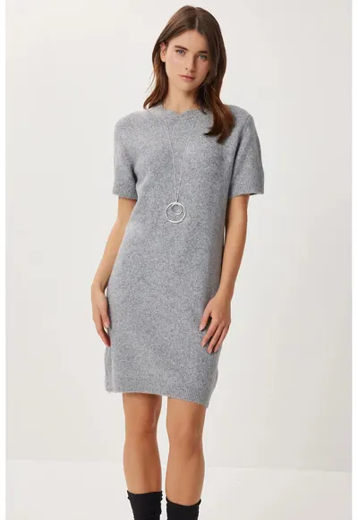 Rochie mini - Happiness Istanbul - gri - tricot