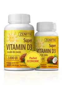 Pachet Supervitamina D3 , 120 capsule + 30 capsule, Zenyth