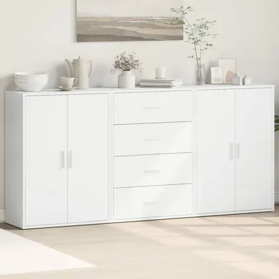 Gossi dulapuri, 3 buc., alb, 60x31x84 cm, lemn prelucrat