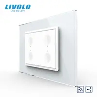 Intrerupator cvadruplu tactil, control telecomanda RF, cap scara / cap cruce, standard italian, cu rama sticla, 3M Alb