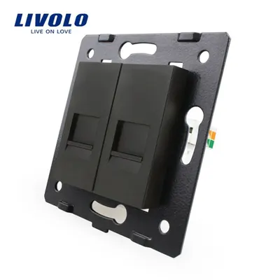 Modul Priza dubla telefon , 2xRJ11 Negru