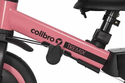 Tricicleta pentru copii Colibro Tremix Up Rose Ride On 5 in 1 transformabila, cu maner, scaun reglabil pe inaltime, maner detasabil
