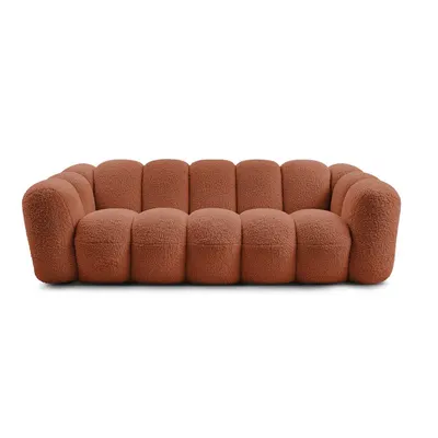 Canapea cărămizie cu tapițerie din țesătură bouclé 232 cm Hippolyte – Bobochic Paris