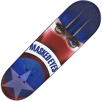 Skateboard dublu print, Aluminium Truck, Masked Eyes, Action One, 70 X 20 cm, Multicolor
