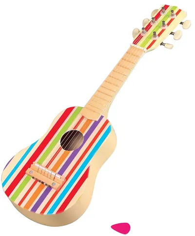Instrument muzical din lemn Lelin - Chitara, dungi colorate