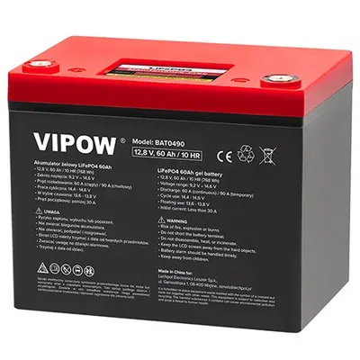 Acumulator LifePo4 12v 60Ah, BMS, Vipow BAT0490