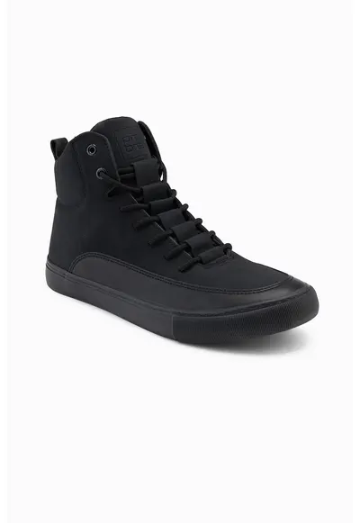 Pantofi sport din material textil cu insertii de piele ecologica - Negru