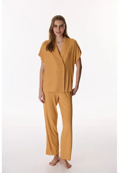 Pijama uni cu pantaloni lungi - Portocaliu inchis