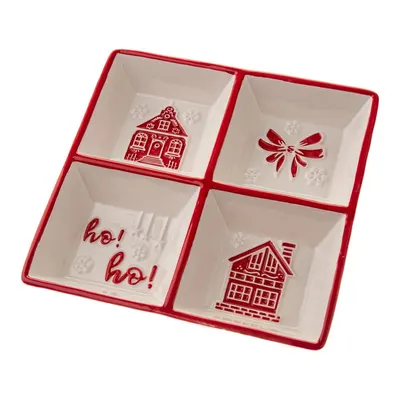 Bol mic alb pentru servire din ceramică cu model de Crăciun Christmas cottage – Dakls